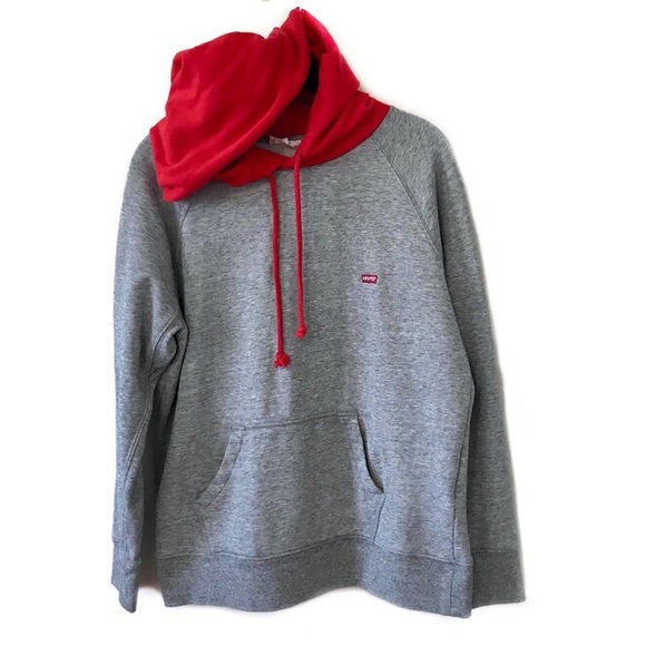Levi's Tops - Levi’s grey and red hooded front pocket sweatshirt